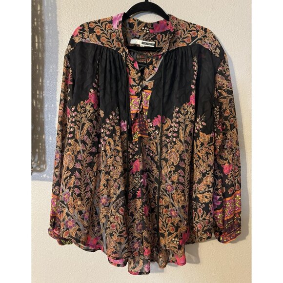Tracy Reese Top 4 Silk Long Sleeve Floral Burnout Paisley Romantic Fairy Flowy - Picture 1 of 10